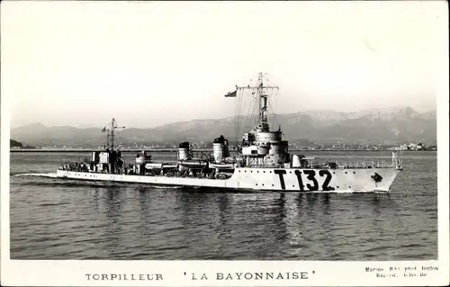 Ak Französisches Kriegsschiff, La Bayonnaise, T 132, Torpilleur