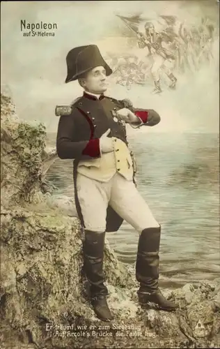 Ak Napoleon Bonaparte auf St. Helena, Schauspieler, Er träumt, wie er zum Siegesflug