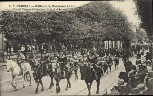 Ak Rouen Seine Maritime, Millenaire Normand 1911, Groupe d'Archers