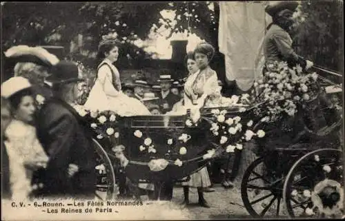 Ak Rouen Seine Maritime, Les Fetes Normandes, Les Reines de Paris