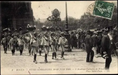 Ak Rouen Seine Maritime, Fetes Normandes 1909, L'Academie Culinaire de Bruxelles