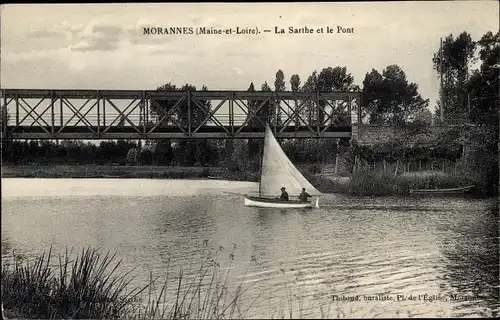 Ak Morannes Maine et Loire, La Sarthe, Le Pont
