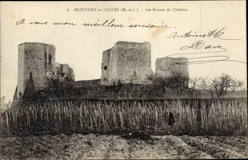 Ak Beaufort en Vallee Beaufort en Anjou Maine et Loire, Les Ruines du Chateau