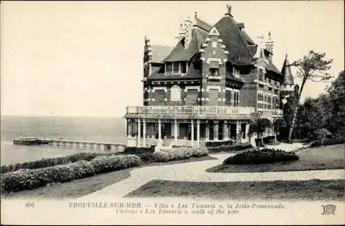 Ak Trouville sur Mer Calvados, Villa Les Tamaris a la Jetee Promenade