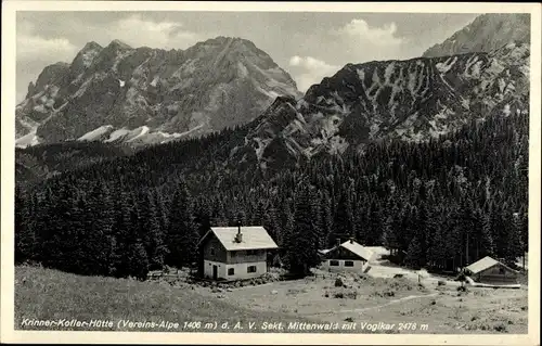 Ak Krinner Kofler Haus, A.V. Sekt. Mittenwald mit Voglkar