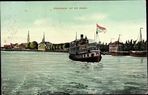 Ak Zaandam Zaanstad Nordholland, Wasserpartie, Salondampfer