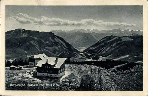 Ak Steiermark Österreich, Bürgeralpe, Aussicht vom Berg-Hotel