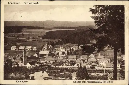 Ak Lenzkirch im Schwarzwald, Gesamtansicht, Kirche, Anlagen, Kriegerdenkmal