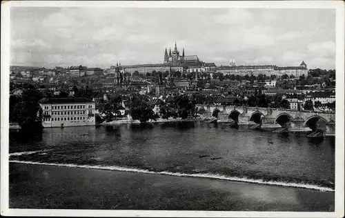 Ak Praha Prag Tschechien, Karlsbrücke, Hradschin