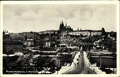 Ak Praha Prag Tschechien, Manesbrücke, Hradschin