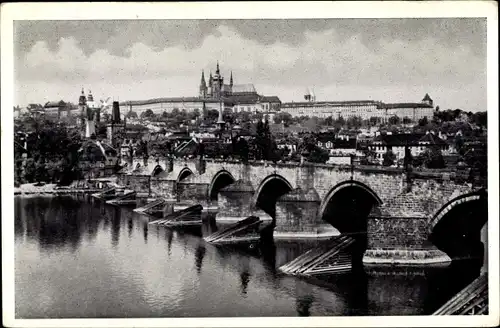 Ak Praha Prag Tschechien, Karlsbrücke, Hradschin