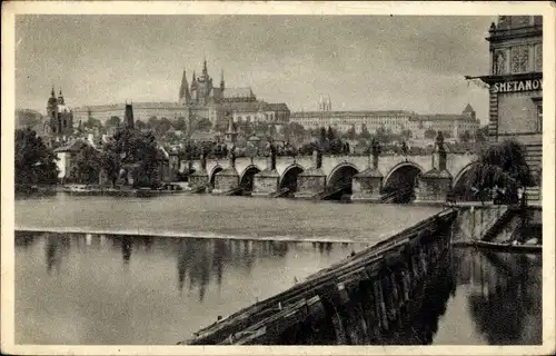 Ak Praha Prag Tschechien, Karlsbrücke, Hradschin