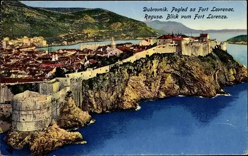 Ak Ragusa Dubrovnik Kroatien, Blick vom Fort Lorenzo, Fort Lovrenac