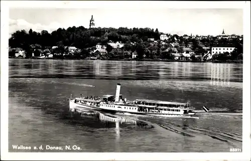 Ak Wallsee in Niederösterreich, Salondampfer, Donaupartie