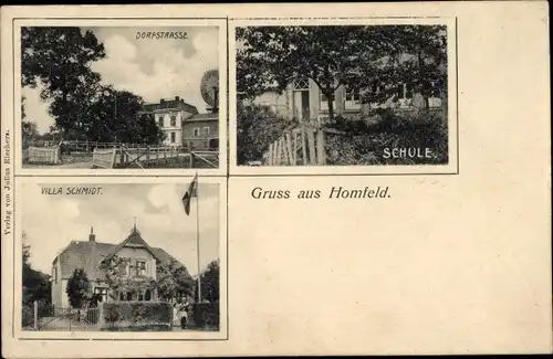 Ak Homfeld Bruchhausen Vilsen Niedersachsen, Schule, Dorfstraße, Villa Schmidt