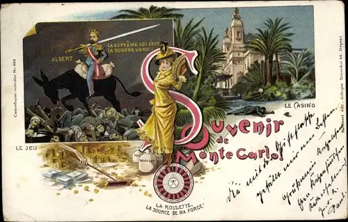 Litho Monte Carlo Monaco, Prinz Albert, Le Casino, La Roulette