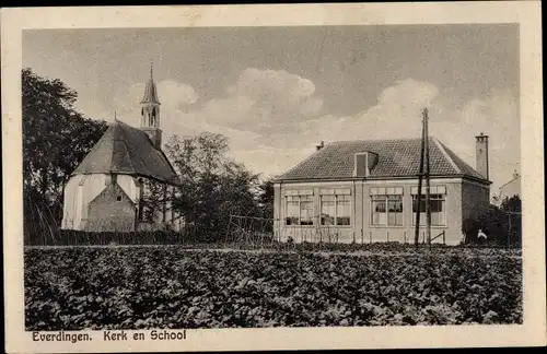 Ak Everdingen Südholland Niederlande, Kerk, School