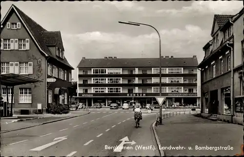 Ak Bergkamen Westfalen, Landwehrstraße und Bambergstraße, Konsum, Apotheke