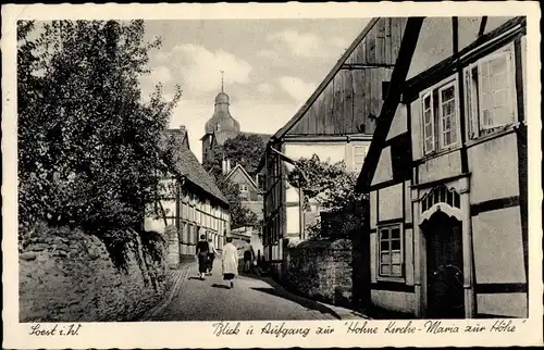 Ak Soest in Nordrhein Westfalen, Blick und Aufgang zur Hohne Kirche Maria zur Höhe