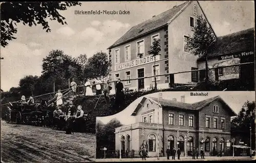 Ak Birkenfeld Neubrücke an der Nahe, Bahnhof, Gasthaus Dindorf