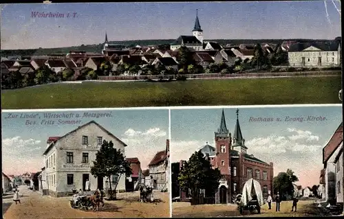 Ak Wehrheim im Taunus Hessen, Rathaus, evangelische Kirche, Gasthaus Zur Linde, Totalansicht