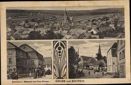 Ak Sohren im Hunsrück, Gasthaus und Bäckerei, Totalansicht