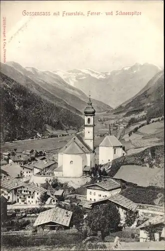 Ak Gossensaß Brenner Brennero Südtirol, Panorama, Feuerstein, Fernerspitze, Schneespitze