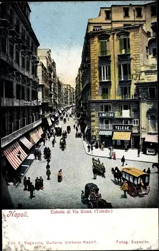 Ak Napoli Neapel Campania, Entrata di Via Roma, Toledo
