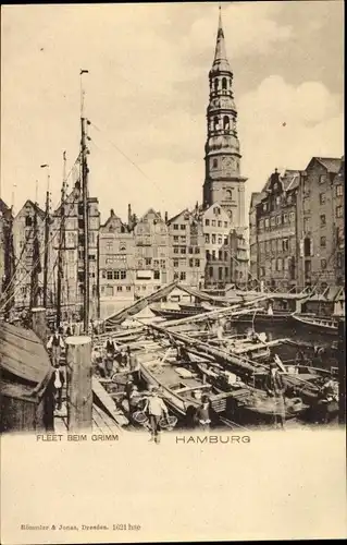 Ak Hamburg Mitte Altstadt, Fleet beim Grimm