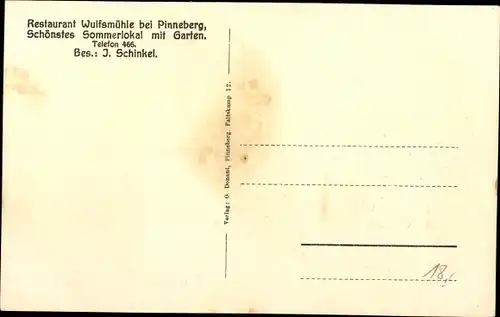 Ak Pinneberg in Holstein, Wulfsmühle, Restaurant
