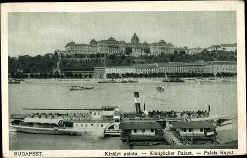 Ak Budapest Ungarn, Königlicher Palast, Salondampfer