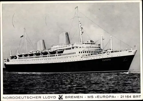 Ak Dampfer MS Europa, Norddeutscher Lloyd