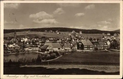 Ak Braunlage im Oberharz,, Gesamtansicht, Gondelteich