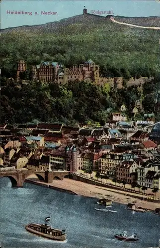 Ak Heidelberg am Neckar, Gesamtansicht, Königsstuhl