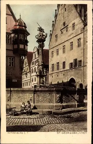 Ak Rothenburg ob der Tauber Mittelfranken, St. Georgsbrunnen