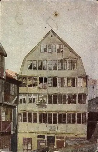 Künstler Ak Hamburg, Geburtshaus Johannes Brahms, Totalansicht, Fassade, Fenster