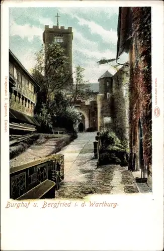 Ak Lutherstadt Eisenach in Thüringen, Wartburg, Burghof, Bergfried