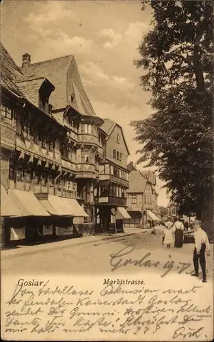 Ak Goslar am Harz, Blick in die Marktstraße, Geschäfte