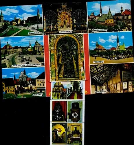 Leporello Ak Altötting in Oberbayern, Gnadenkapelle, Altar, Pilgerzug, Basilika