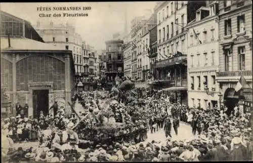 Ak Rouen Seine Maritime, Fetes Normandes 1909, Char des Fleuristes