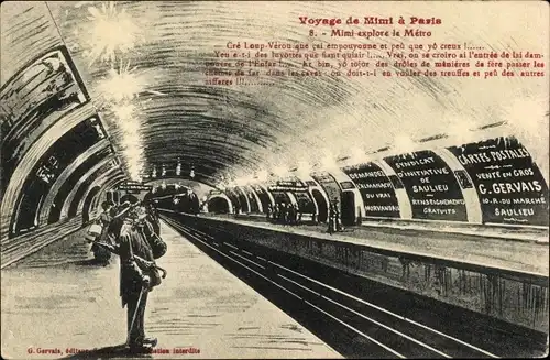 Ak Paris, Voyage de Mimi, Mimi explore le Métro, U-Bahnhof