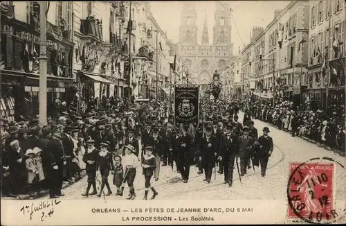 Ak Orléans Loiret, Les Fetes de Jeanne d'Arc, La Procession, Les Societes