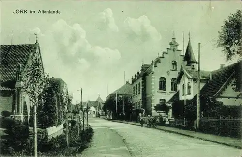 Ak Jork im Alten Land, Straßenpartie