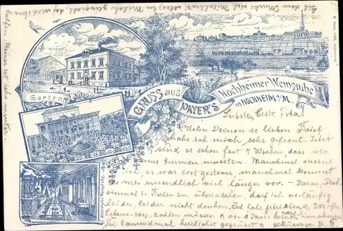 Litho Hochheim am Main, Payers Hochheimer Weinstube, Garten