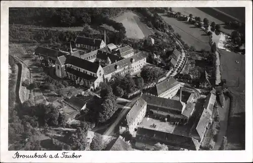 Ak Bronnbach Wertheim im Main Tauber Kreis, Fliegeraufnahme vom Kloster