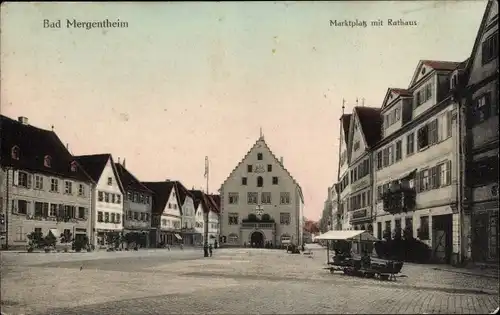 Ak Bad Mergentheim in Tauberfranken, Marktplatz mit Rathaus