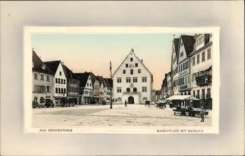 Präge Passepartout Ak Bad Mergentheim in Tauberfranken, Marktplatz mit Rathaus