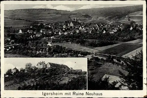 Ak Igersheim an der Tauber, Blick auf den Ort, Ruine Neuhaus