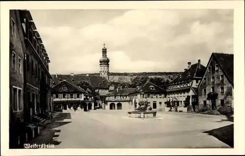 Ak Weikersheim in Tauberfranken Württemberg, Marktplatz, Brunnen