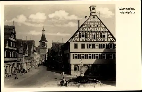 Ak Winnenden in Württemberg, Marktplatz, Brunnen